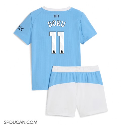 Dječji Nogometni Dres Manchester City Jeremy Doku #11 Domaci 2025-26 Kratak Rukav (+ Kratke hlače)